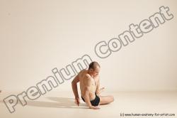 Underwear Gymnastic poses Man White Slim Bald Dancing Dynamic poses Academic